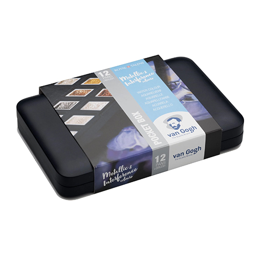 VAN GOGH CAJA ACUARELA POCKET BOX 12  MEDIOS GODETS SELECCIÓN COLORES METÁLICOS