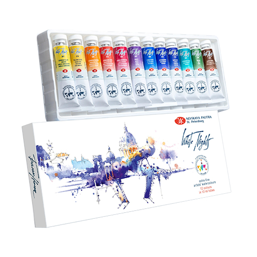 WHITE NIGHTS AQUARELLKASTEN - INTERNATIONAL WATERCOLOR SOCIETY (IWS) SET 12 X 10 ML TUBEN
