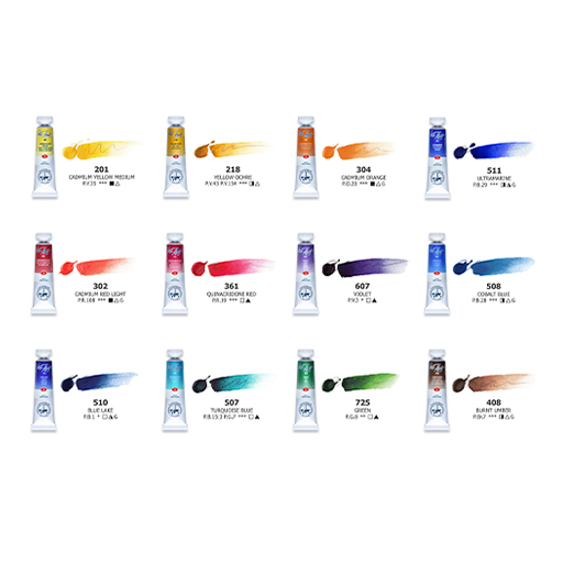 WHITE NIGHTS AQUARELLKASTEN - INTERNATIONAL WATERCOLOR SOCIETY (IWS) SET 12 X 10 ML TUBEN