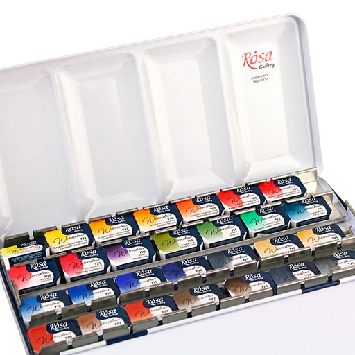 ROSA GALLERY CLASSIC CAJA ACUARELA METÁLICA 28 GODETS COMPLETOS