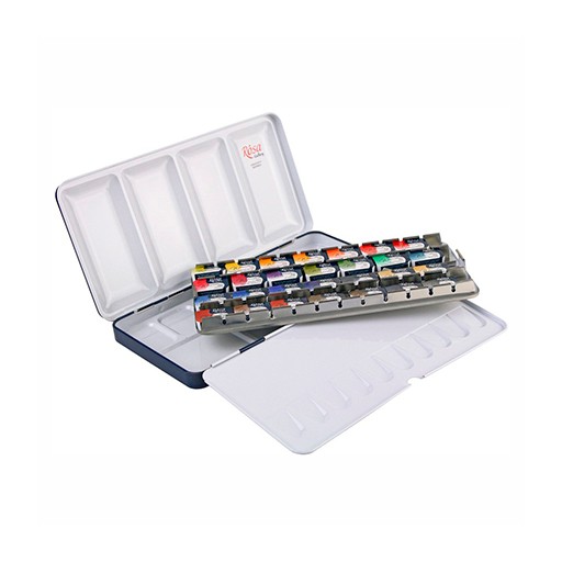ROSA GALLERY CLASSIC CAJA ACUARELA METÁLICA 28 GODETS COMPLETOS