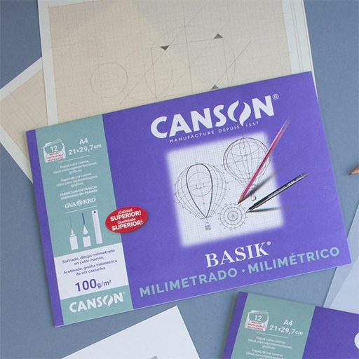 CANSON BASIK BLOC ENCOLADO PAPEL MILIMETRADO 100 G