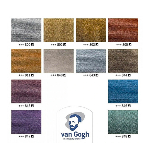 VAN GOGH SCATOLA ACQUERELLI COLORI METALLICI E INTERFERENZA 12 TUBETTI 10 ML