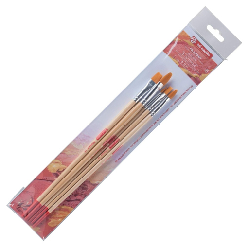 ART CREATION SET 5 PINSEL GOLDFARBENE TORAY SYNTHETIKFASERN LANGER STIEL