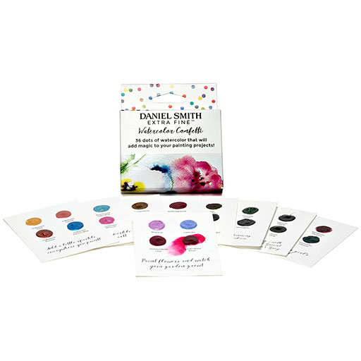 DANIEL SMITH CAJA CONFETTI DOT CARDS - CAJA TARJETAS DE PUNTOS ACUARELA CON 36 COLORES