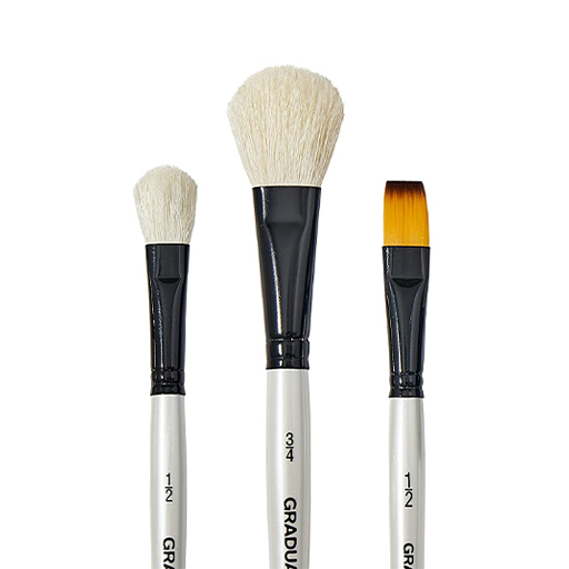 DALER ROWNEY GRADUATE SET 2 BROCHAS PELO NATURAL Y 1 PINCEL PELO SINTÉTICO MANGO CORTO