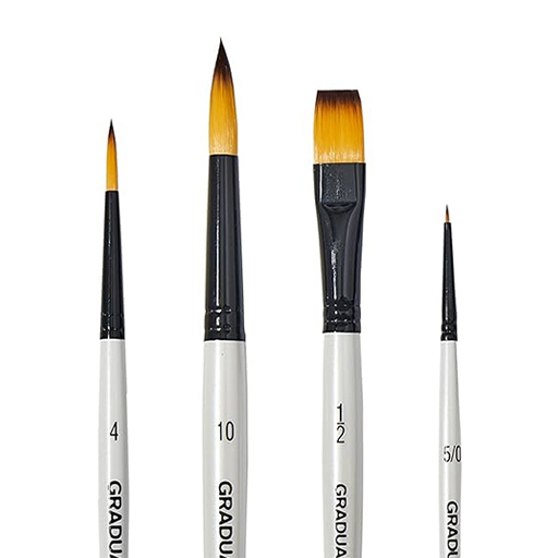 DALER ROWNEY GRADUATE SET OF 4 SYNTHETIC WATERCOLOUR BRUSHES SHORT HANDLE