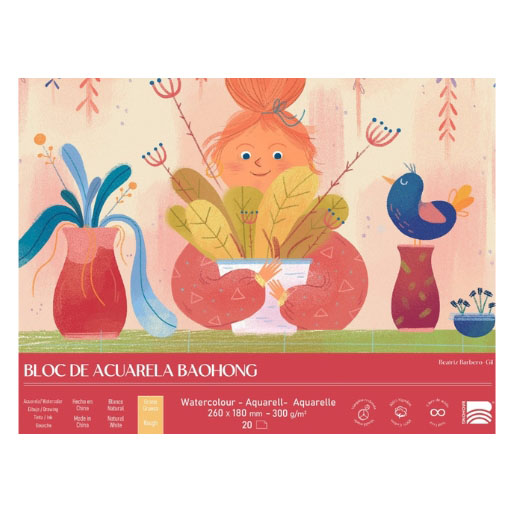 BAOHONG PLUS BLOC ACUARELA 100% ALGODÓN - 20 HOJAS - EDICIÓN ESPECIAL ARTISTAS
