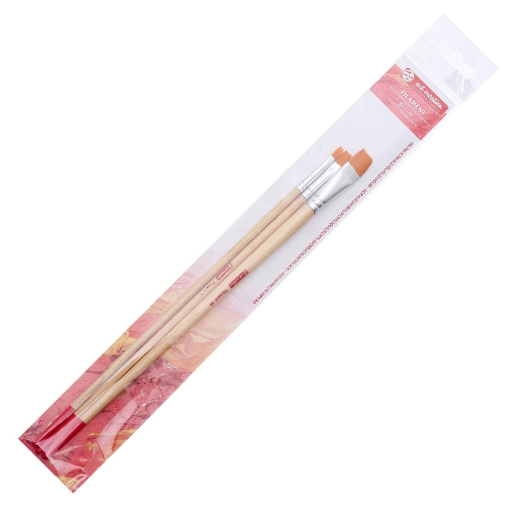 ART CREATION SET 3 PINCELES PLANOS FIBRA TORAY MANGO LARGO