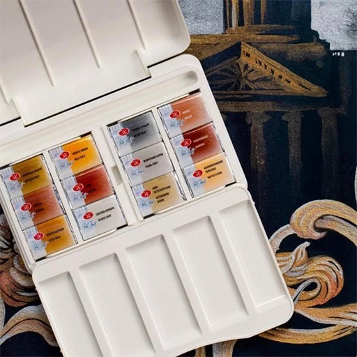 WHITE NIGHTS WATERCOLOUR BOX - METALLIC & PASTEL COLOURS LIMITED EDITION - SET OF 12 PANS