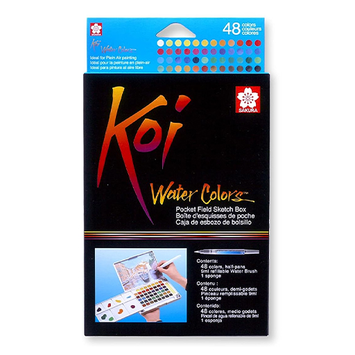 SAKURA KOI WATER COLORS POCKETBOX SET OF 48 COLOURS