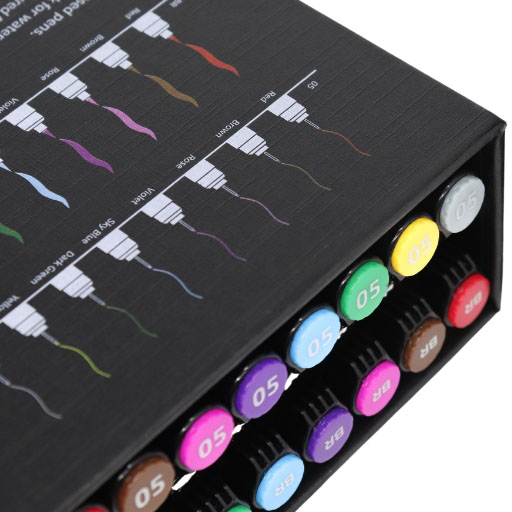 ETCHR SET OF 16 COLOURED INK FINELINER AND BRUSH PENS