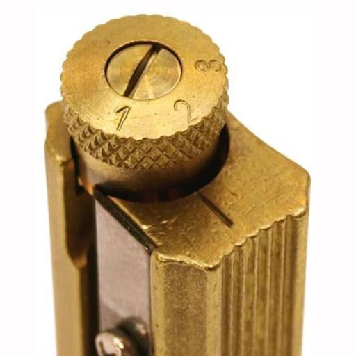 DUX ADJUSTABLE BRASS PENCIL SHARPENER WITH CASE AND BOX