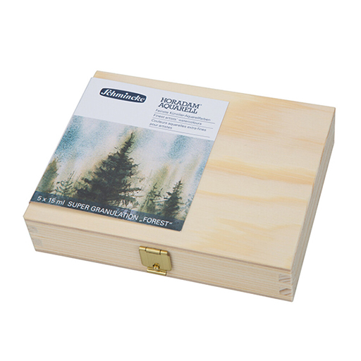SCHMINCKE HORADAM AQUARELL SUPER GRANULATION IM HOLZKASTEN SERIE FOREST 5 X 15 ML