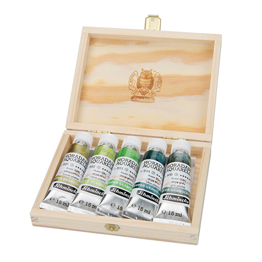 SCHMINCKE HORADAM AQUARELL SUPER GRANULATION IM HOLZKASTEN SERIE SHIRE 5 X 15 ML