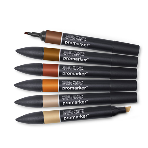 WINSOR & NEWTON PROMARKER SET 6 DUNKLE HAUTTÖNE 2