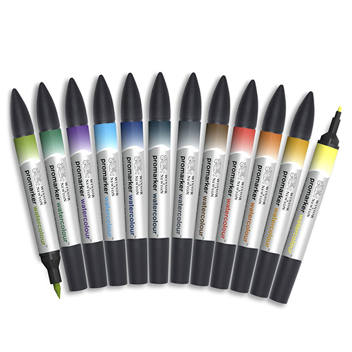 WINSOR & NEWTON PROMARKER WATERCOLOUR SET OF 12 LANDSCAPE TONES