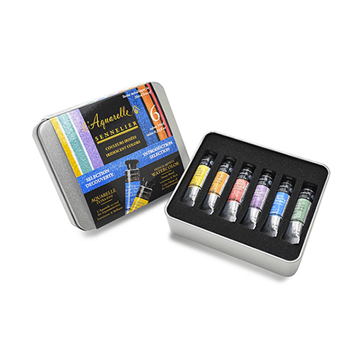 SENNELIER L'AQUARELLE IRISIERENDE AQUARELLFARBE 6 X 10 ML TUBEN IM METALLETUI - STARTERSET