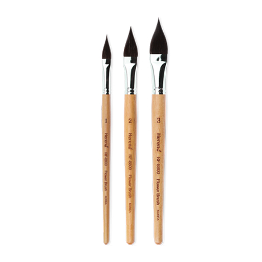 HEREND SET OF 3 FLOWER BRUSHES PETIT GRIS SQUIRREL SHORT HANDLE SERIES RF-8800