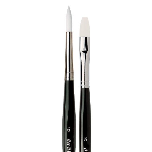DA VINCI CASANEO SET OF 2 WHITE SHORT HANDLE BRUSHES FOR SCHMINCKE SUPER GRANULATION COLOURS SERIES 5391