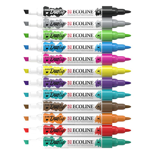 ECOLINE DUOTIP MARKER SET WITH WATER-BASED INK 12 COLOURS