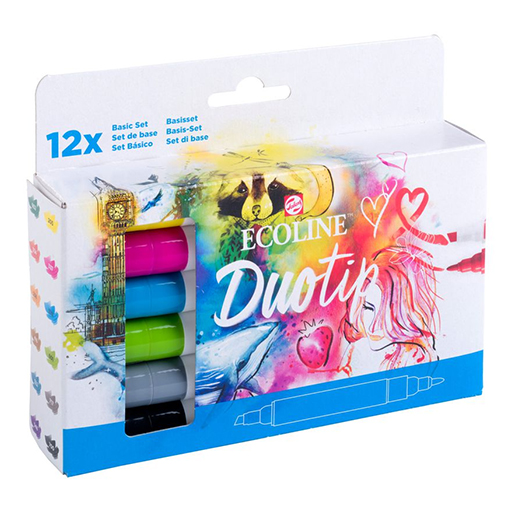 ECOLINE DUOTIP MARKER SET WITH WATER-BASED INK 12 COLOURS
