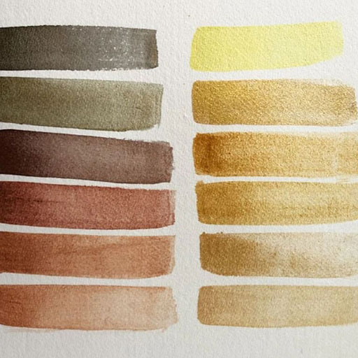 ETCHR PEARLESCENT WATERCOLOURS GOLDEN SET 12 HALBE NÄPFCHEN AQUARELLFARBEN IM METALLKASTEN