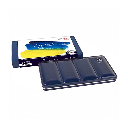 ROSA GALLERY WATERCOLOUR METAL BOX CLASSIC SET OF 35 PANS