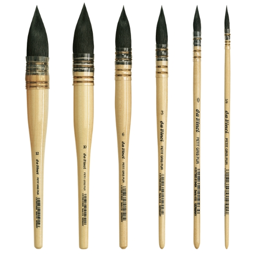 DA VINCI PETIT GRIS PUR FRANZÖSISCHER AQUARELLPINSEL RUND REINES FEHHAAR KURZER STIEL SERIE 418