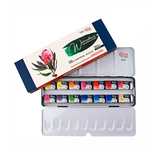 ROSA GALLERY AQUARELL-METALLKASTEN BOTANICAL SET 14 NÄPFCHEN