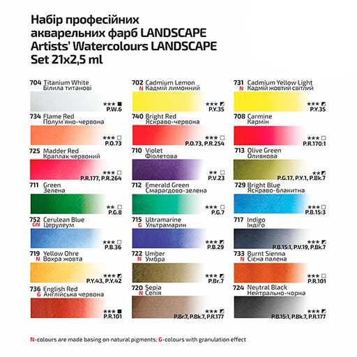 ROSA GALLERY CAJA ACUARELA METÁLICA LANDSCAPE 21 GODETS COMPLETOS