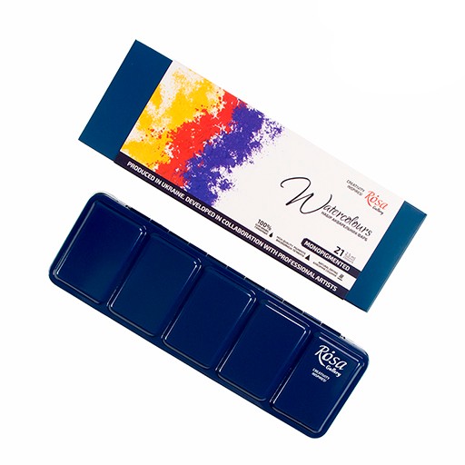 ROSA GALLERY WATERCOLOUR METAL BOX MONOPIGMENTED SET OF 21 PANS