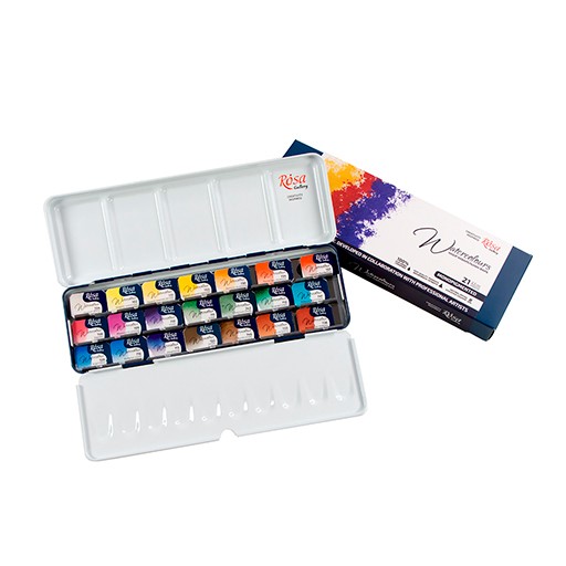ROSA GALLERY WATERCOLOUR METAL BOX MONOPIGMENTED SET OF 21 PANS