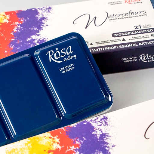 ROSA GALLERY WATERCOLOUR METAL BOX MONOPIGMENTED SET OF 21 PANS