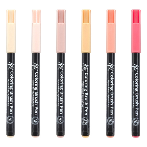 SAKURA SET KOI COLORING BRUSH PEN 6 COLORES ROSADOS - ROTULADOR CON PUNTA DE PINCEL
