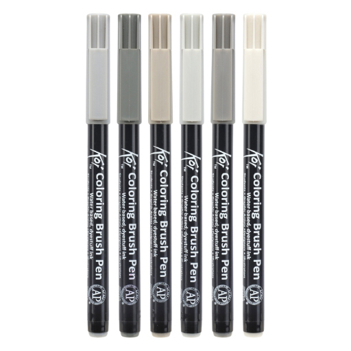 SAKURA SET KOI COLORING BRUSH PEN 6 COLORES URBANOS - ROTULADOR CON PUNTA DE PINCEL