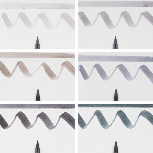 SAKURA SET KOI COLORING BRUSH PEN 6 COLORES URBANOS - ROTULADOR CON PUNTA DE PINCEL