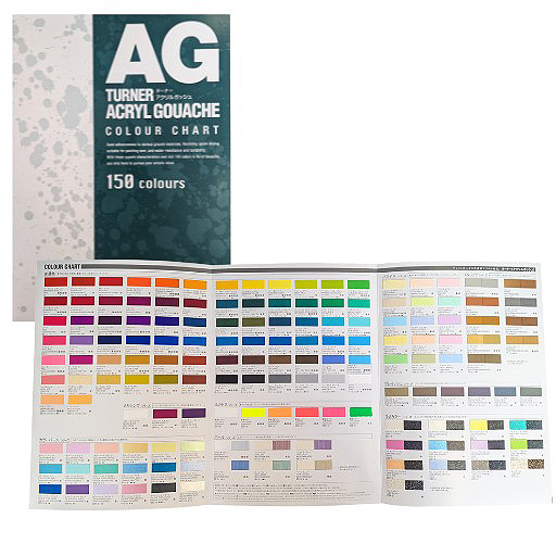 TURNER ACRYL GOUACHE COLOUR CHART 150 COLOURS