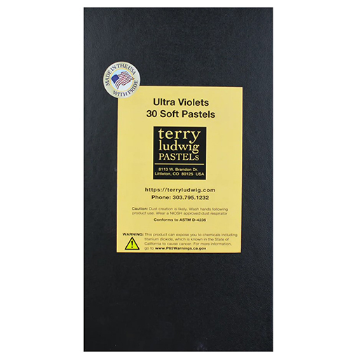 TERRY LUDWIG CARDBOARD BOX OF 30 SOFT PASTELS ULTRA VIOLETS SELECTION