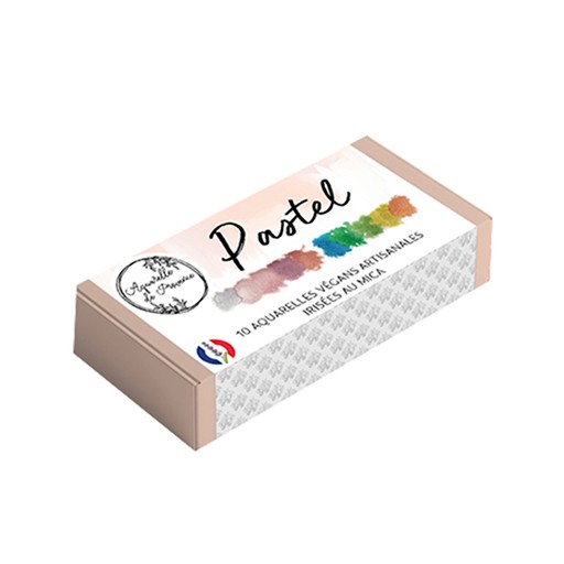 AQUARELLE DE PROVENCE BOÎTE PASTEL 10 DEMI-GODETS D'AQUARELLE EXTRA-FINE VÉGANE ARTISANALE