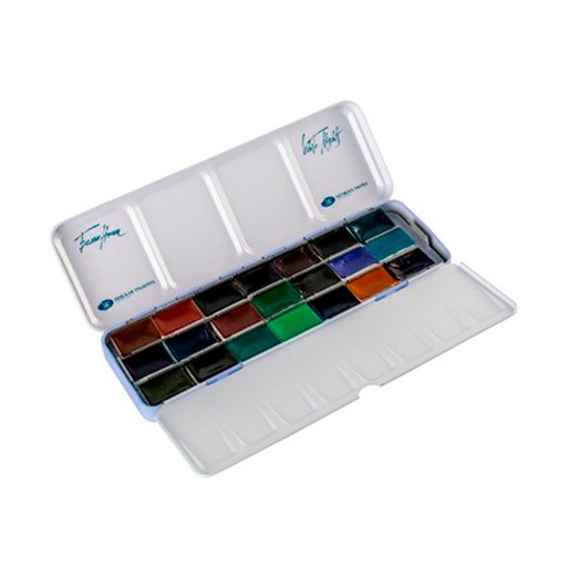 WHITE NIGHTS WATERCOLOUR METAL BOX SET OF 21 PANS GRANULATION COLOURS