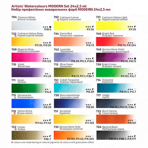 ROSA GALLERY WATERCOLOUR PLASTIC BOX MODERN SET OF 24 PANS