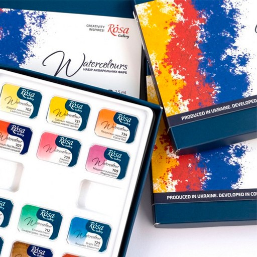 ROSA GALLERY CAJA ACUARELA MONOPIGMENTED 12 GODETS COMPLETOS