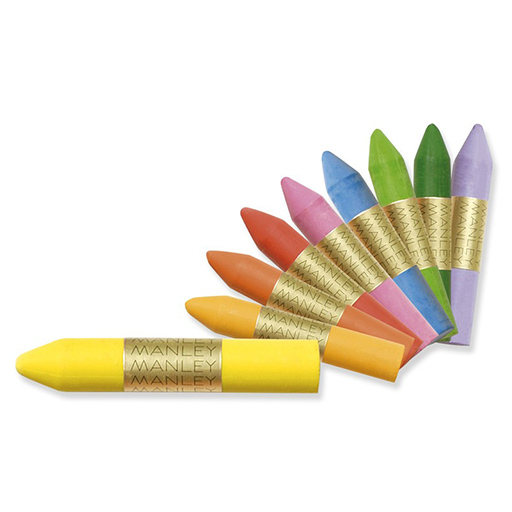 MANLEY BOÎTE CARTON 10 CRAIES À LA CIRE COULEURS FLUO ET PASTEL