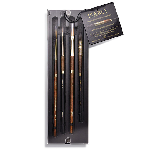 ISABEY SET 4 AQUARELLPINSEL IM LUXUS HOLZKASTEN SERIE 2008I