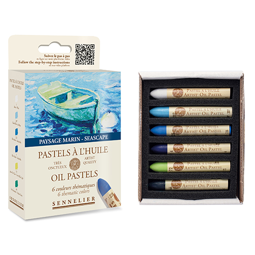SENNELIER PASTELS À L'HUILE SET DE APRENDIZAJE 6 PASTELES AL ÓLEO TEMÁTICA PAISAJE MARINO