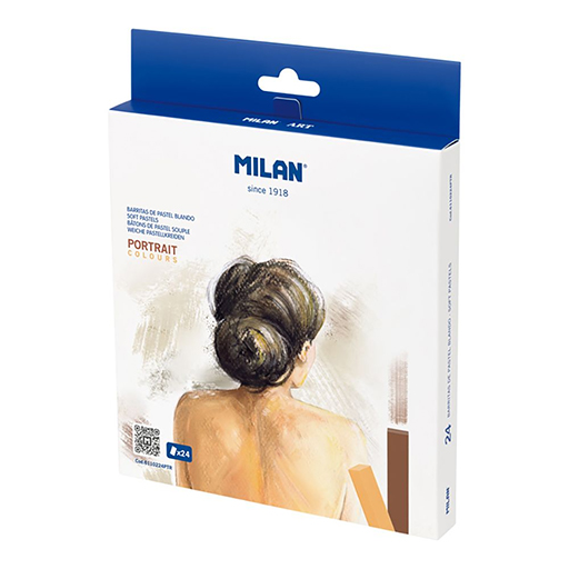 MILAN ART BOX OF 24 SOFT PASTELS PORTRAIT COLOURS