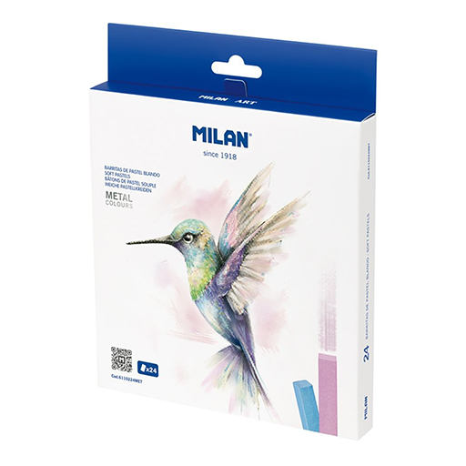MILAN ART BOX OF 24 SOFT PASTELS METALLIC COLOURS