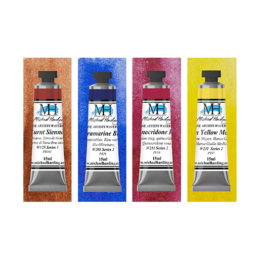 MICHAEL HARDING WATERCOLOUR BRIENNE BROWN INTRO SET OF 4 X 15 ML TUBES