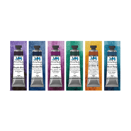 MICHAEL HARDING WATERCOLOUR GEM SET OF 6 X 15 ML TUBES